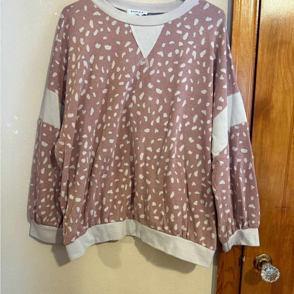 Gilli Pink and White Knit Top